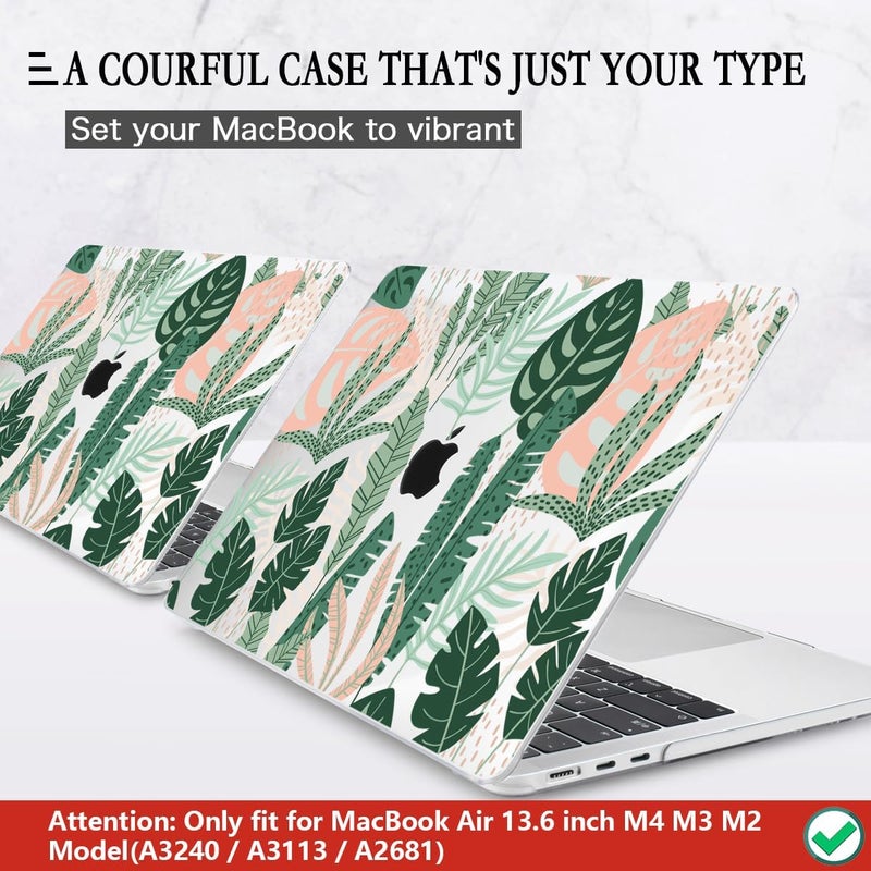 CISSOOK MacBook Air 13.6 inch Case A2681 M2 A3113 M3 with Touch ID, Tropical Palm Leaves, Hard Shell, Keyboard Cover, Screen Protector, Type C Adapter - Image 3